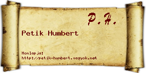 Petik Humbert névjegykártya